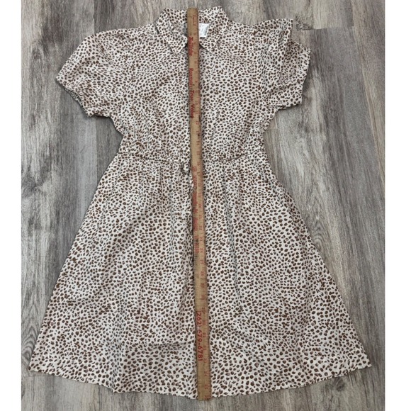 J. Crew Leopard Print Shirtdress Button Front Tie Waist Short Sleeve Size 2 - Picture 6 of 7
